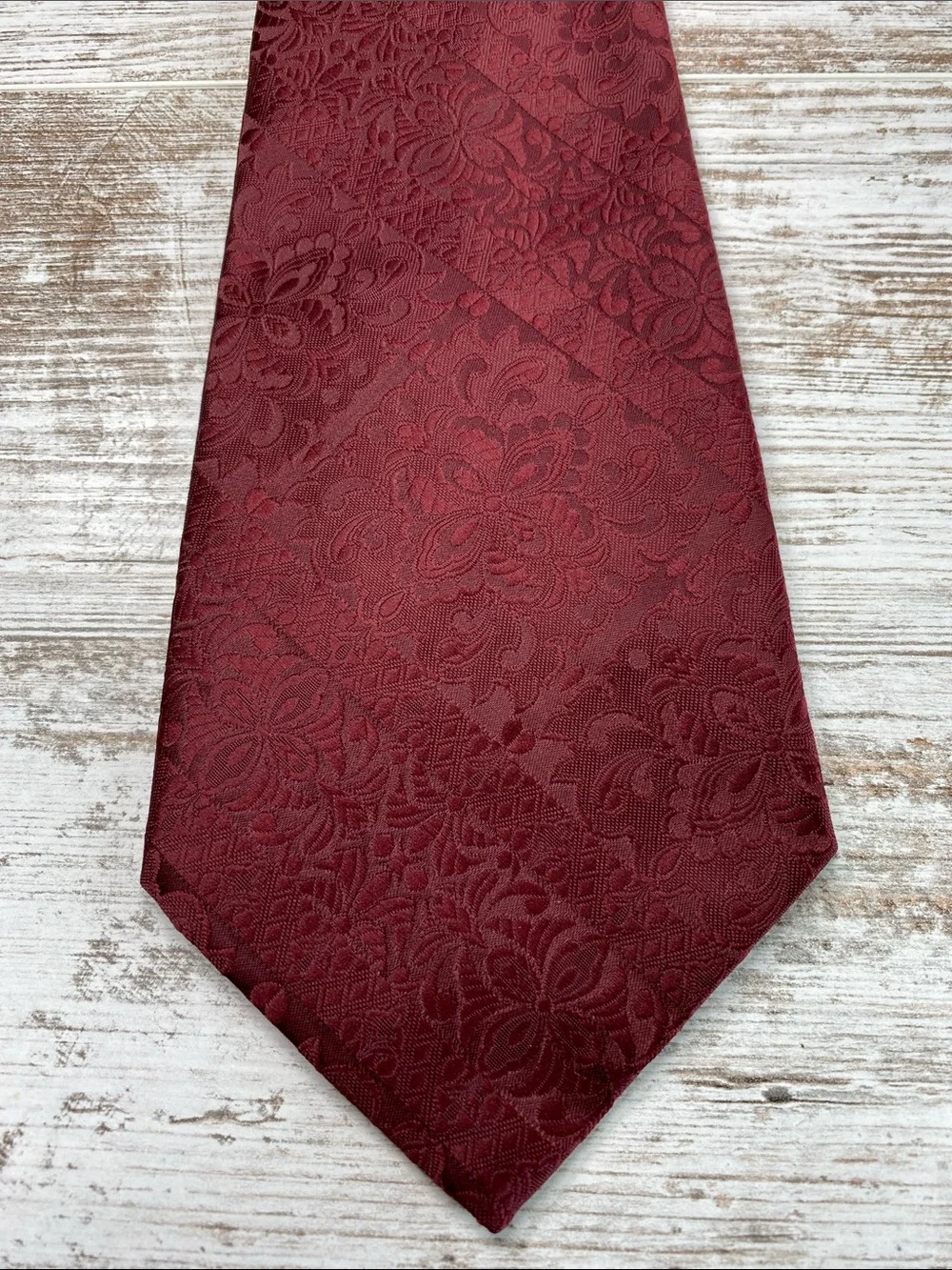 Red Floral Vintage 70s Damask Tie Wide 4.5” Mens Necktie Wedding Formal Ecklund